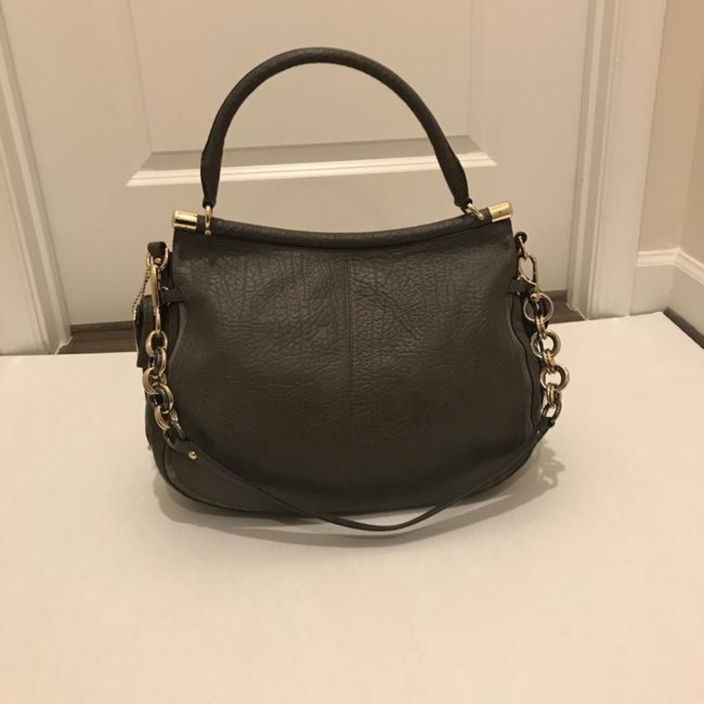 COACH hobo with gold details and toffany blue interior retail $495 - Picture 2 of 16